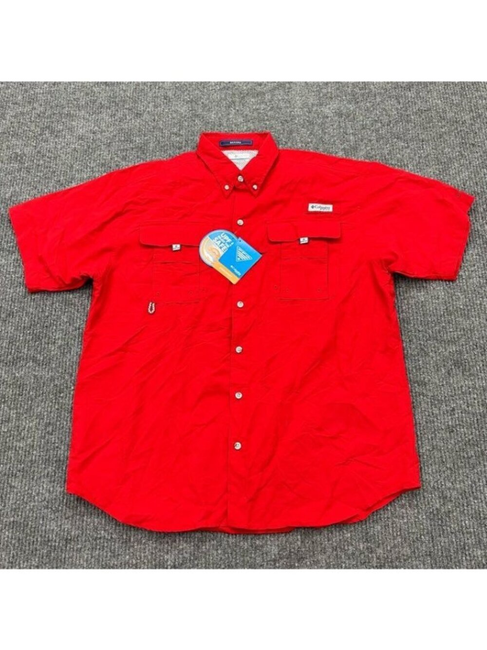 Columbia PFG Bahama II Red SS Vented Button Up Shirt FM7047 Mens size Large NEW